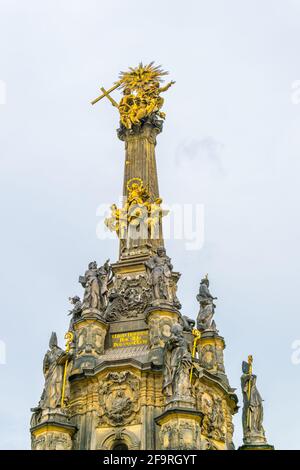 Die heilige dreifaltigkeitssäule wurde in die Liste des unseco-Weltkulturerbes der tschechischen Stadt Olomouc aufgenommen. Stockfoto