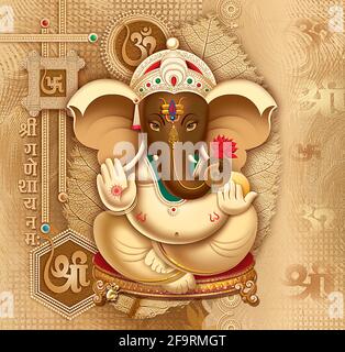 Hochauflösende Indische Götter Lord Ganesha Digitale Malerei Stockfoto