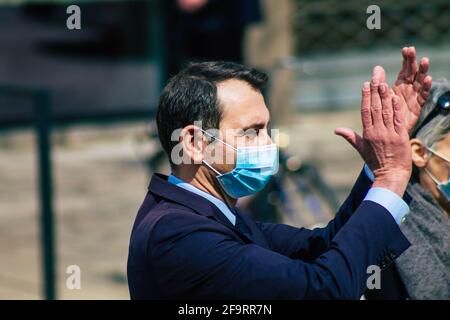 Reims Frankreich 20. April 2021 Laurent Jacobelli, Sprecher des Rassemblement National, unterstützt die Demonstration der Polizeikräfte, die eingreift Stockfoto