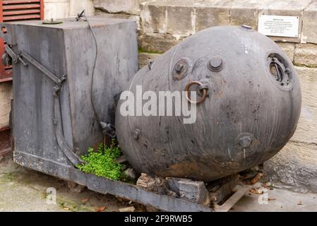 Galvanik Ankermine. Anti-Schiff-Mine von 1931. Eine Mine zum Legen von Minenfeldern. Stockfoto