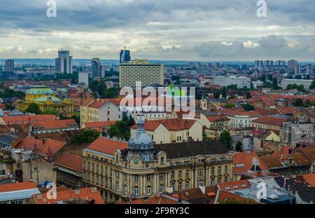 Zagreb niedriger bunte Panorama Blick auf die Stadt - die Hauptstadt von Kroatien Stockfoto