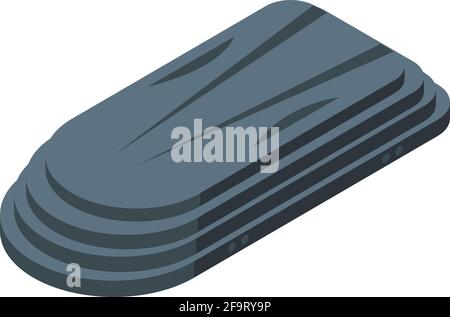 Symbol für Gepäckträger auf dem Dach des Fahrzeugs. Isometrisches Vektor-Symbol des Gepäckträgers für das Fahrzeugdach für das Webdesign auf weißem Hintergrund isoliert Stock Vektor