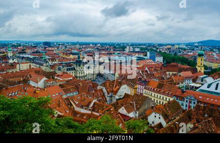 Luftaufnahme des Rathauses in der österreichischen Stadt graz Stockfoto