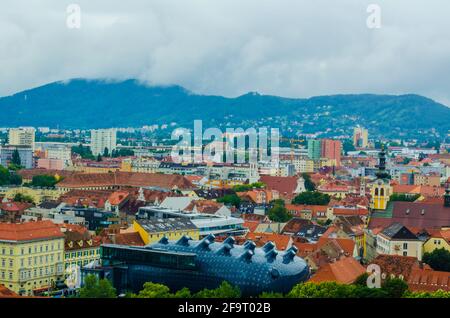 Luftaufnahme des Rathauses in der österreichischen Stadt graz Stockfoto