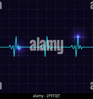 Herzschlagkardiogramm. Herzpuls mit realistischem Bildschirm- und Lichteffekt. Vektorgrafik Stock Vektor