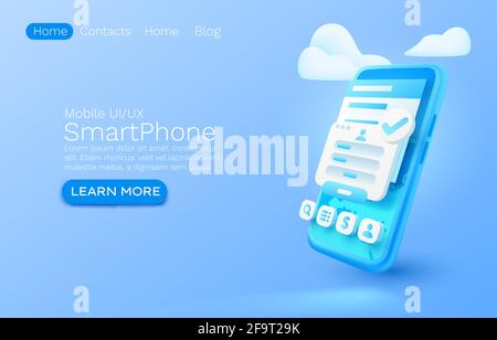 Smartphone Login App Bannerkonzept, Ort für Text, Zugriff auf Online-Anwendung, Autorisierung mobiler Service. Vektorgrafik Stock Vektor