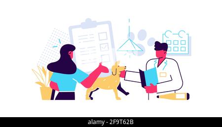 Besuch in der Tierarztklinik und Tiermedizin Stock Vektor