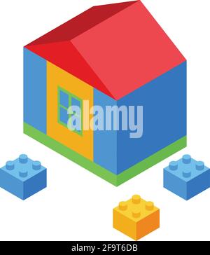Symbol für den Kinderhaus-Konstrukteur. Isometrisch von Kid Haus Konstruktor Vektor-Symbol für Web-Design isoliert auf weißem Hintergrund Stock Vektor