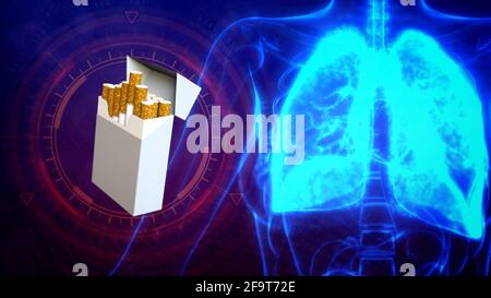 cg Medical 3d Illustration, menschliche Lungen Probleme durch Rauchen Stockfoto