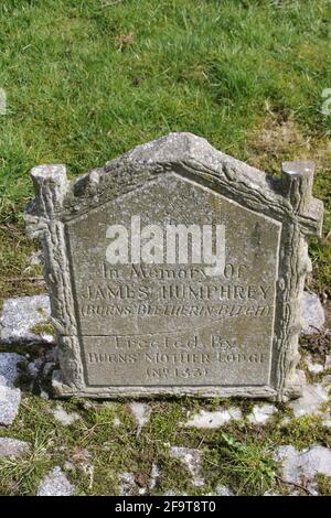 Schottland, Ayrshire, Mauchline Church, Graveyard, 16. April 2021. Markierte Gräber mit Verbindungen zu Robert Burns Stockfoto