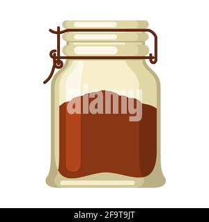 Abbildung des Glasgefäßes mit Tee. Symbol für die Lebensmittelwerbung für Industrie und Unternehmen. Stock Vektor