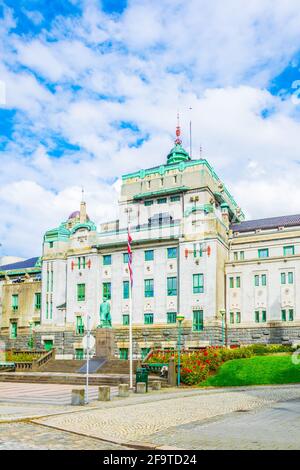 Blick auf die nationale Bühne in der norwegischen Stadt Bergen Stockfoto