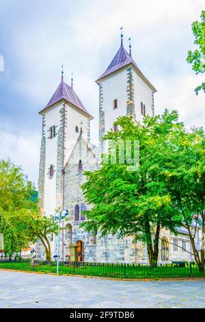 Kirche der heiligen maria in der norwegischen Stadt bergen Stockfoto