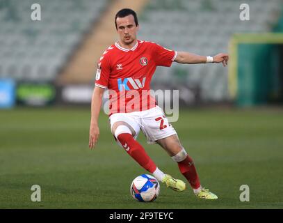 Charlton Athletic's Liam Millar in Aktion während des Sky Bet League One-Spiels im Home Park, Plymouth. Bilddatum: Dienstag, 20. April 2021. Stockfoto