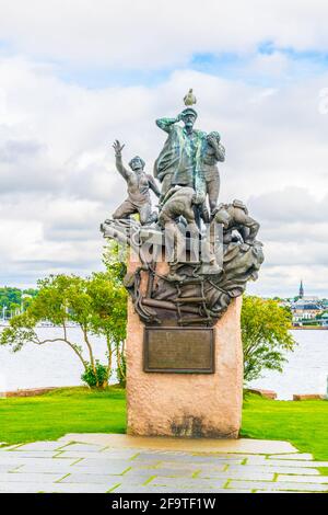 Denkmal für die Seeleute von Handelsschiffen, die während des Zweiten Weltkriegs in Oslo, Norwegen, Waren transportierten Stockfoto