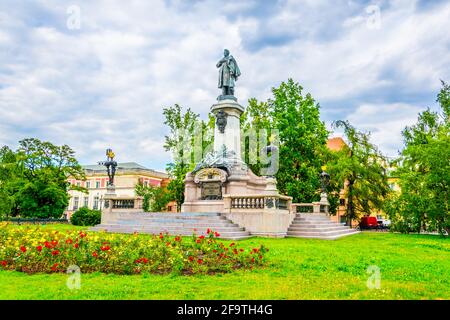Statue und Denkmal von Adam Mickiewicz in Warschau, Polen Stockfoto