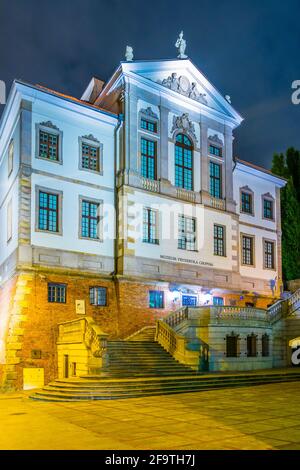 Frederic Chopin Museum im Ostrogski Palast während der Nacht in Warschau, Polen Stockfoto