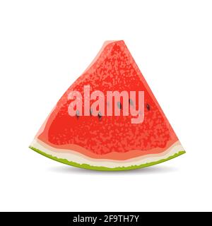 Appetitliche und leckere Scheibe Wassermelone auf weißem Hintergrund. Dessert mit süßem Obst. Vektor isoliert realistische Illustration Stock Vektor
