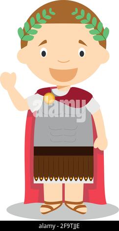 Julius Caesar Zeichentrickfigur. Vektorgrafik. Sammlung „Geschichte Für Kinder“. Stock Vektor