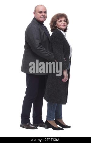 Seitenansicht. Ein älteres Ehepaar schaute auf die Kamera Stockfoto