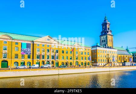 Blick auf das Göteborger Stadtmuseum und die tyska kirkan Kirche, Schweden Stockfoto