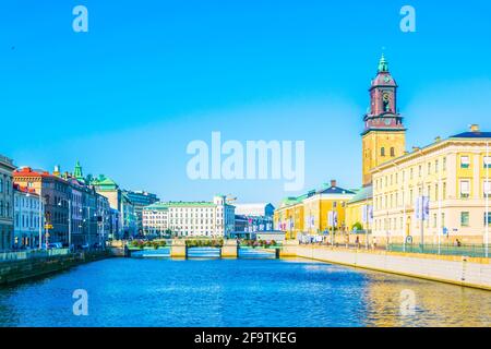 Blick auf das Göteborger Stadtmuseum und die tyska kirkan Kirche, Schweden Stockfoto