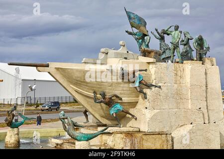 Monumento a Tripulantes Galeta Ancud Goleta Ancud Monument Punta Arenas Chile Stockfoto