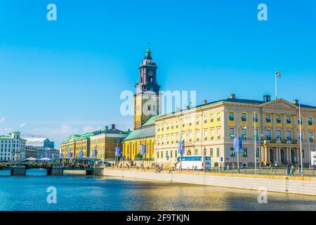 Blick auf das Göteborger Stadtmuseum und die tyska kirkan Kirche, Schweden Stockfoto