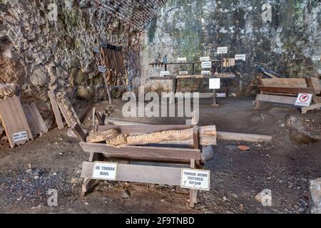 Innenansicht der alten Werft in der Burg von Alanya in Alanya, Antalya, Türkei am 3. April 2021. Stockfoto