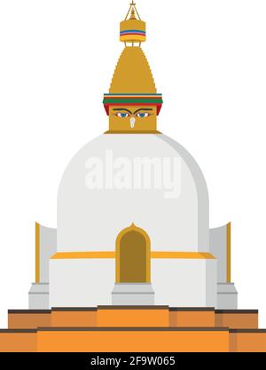 Niedliche Cartoon-Vektor-Illustration einer buddhistischen Stupa Stock Vektor