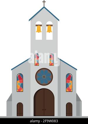 Niedliche Cartoon-Vektor-Illustration einer Kirche Stock Vektor