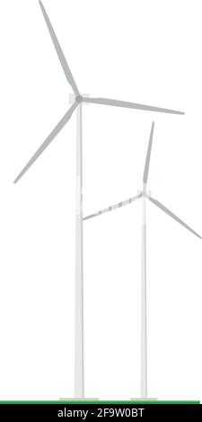 Niedliche Cartoon-Vektor-Illustration einer eolischen Energieanlage Stock Vektor
