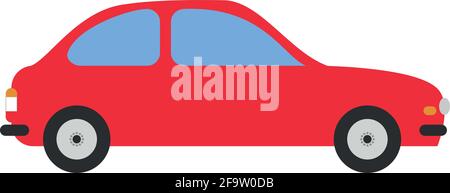 Niedliche Cartoon-Vektor-Illustration eines roten Autos Stock Vektor