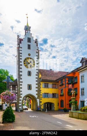 DIESSENHOFEN, SCHWEIZ, 22. JULI 2016: Blick auf das Obertor in der schweizer Stadt diessenhofen Stockfoto