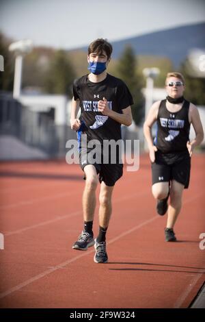 4/20/21 Treffen von Scranton gegen West Scranton Track Stockfoto