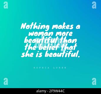 Inspirierendes Zitat über die Schönheit von Frauen Stockfoto