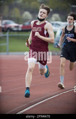 4/20/21 Treffen von Scranton gegen West Scranton Track Stockfoto