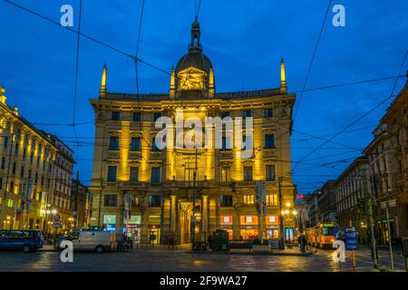 MAILAND, ITALIEN, 13. MÄRZ 2016: Blick auf das generali-Gebäude auf der piazza cordusio in mailand, italien. Stockfoto