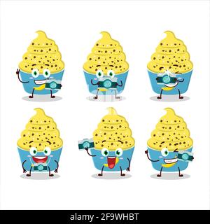 Fotograf Beruf Emoticon mit Eis Bananenschale Cartoon-Figur. Vektorgrafik Stock Vektor