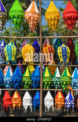 Bunte Laternen Anjuna Flohmarkt Goa Indien Stockfoto