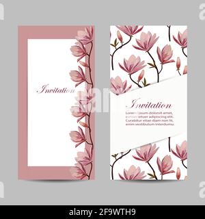 Set von vertikalen Fahnen mit schönen Blumen Stock Vektor