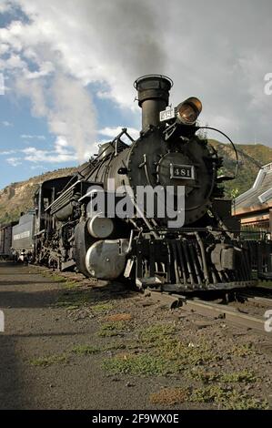 Baldwin Lokomotivwerk 2-8-2 Dampflokomotive Nr. 481 gebaut 1925 An der Durango-Endstation der Durange- und Silverton-Schenge Spurweite Stockfoto