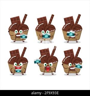 Fotograf Beruf Emoticon mit Eis Schokolade Cartoon-Figur. Vektorgrafik Stock Vektor