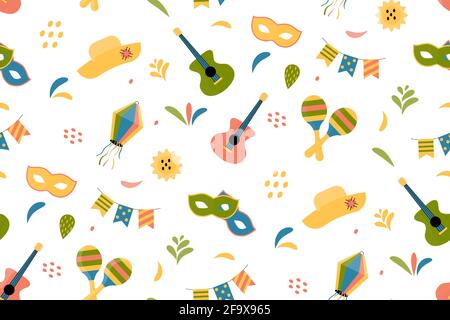 Niedliche festliche nahtlose Muster Hintergrund für Festa Junina Festival. Vektorgrafik EPS10 Stock Vektor