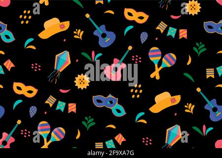 Niedliche festliche nahtlose Muster Hintergrund für Festa Junina Festival. Vektorgrafik EPS10 Stock Vektor