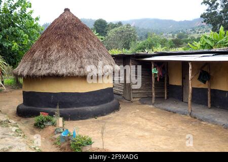Traditionelle afrikanische Schlammhütte in einem Dorf Stockfoto