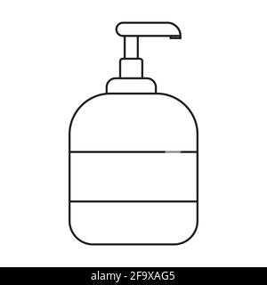 Glas mit flüssiger antiseptischer Seife, Schaum zum Händewaschen. Schwarz-Weiß-Symbol. Vektorgrafik. EPS10 Stock Vektor