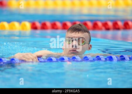 Berlin, Deutschland. April 2021. Schwimmen: Olympia-Qualifikation, Finale, Björn Kammann, AMTV-FTV Hamburg. Quelle: Soeren Stache/dpa-Zentralbild/ZB/dpa/Alamy Live News Stockfoto