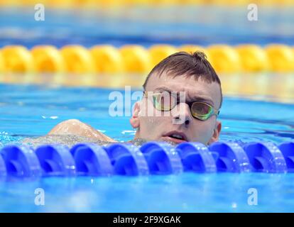 Berlin, Deutschland. April 2021. Schwimmen: Olympia-Qualifikation, Finale, Björn Kammann, AMTV-FTV Hamburg. Quelle: Soeren Stache/dpa-Zentralbild/ZB/dpa/Alamy Live News Stockfoto