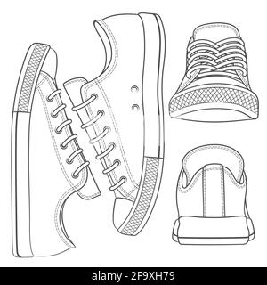 Vector Set mit Sneakers, Gummischuhen. Isolierte Objekte auf Weiß. Stock Vektor